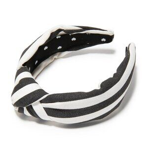 Lele Sadoughi Black and White Stripe Woven Knot Headband